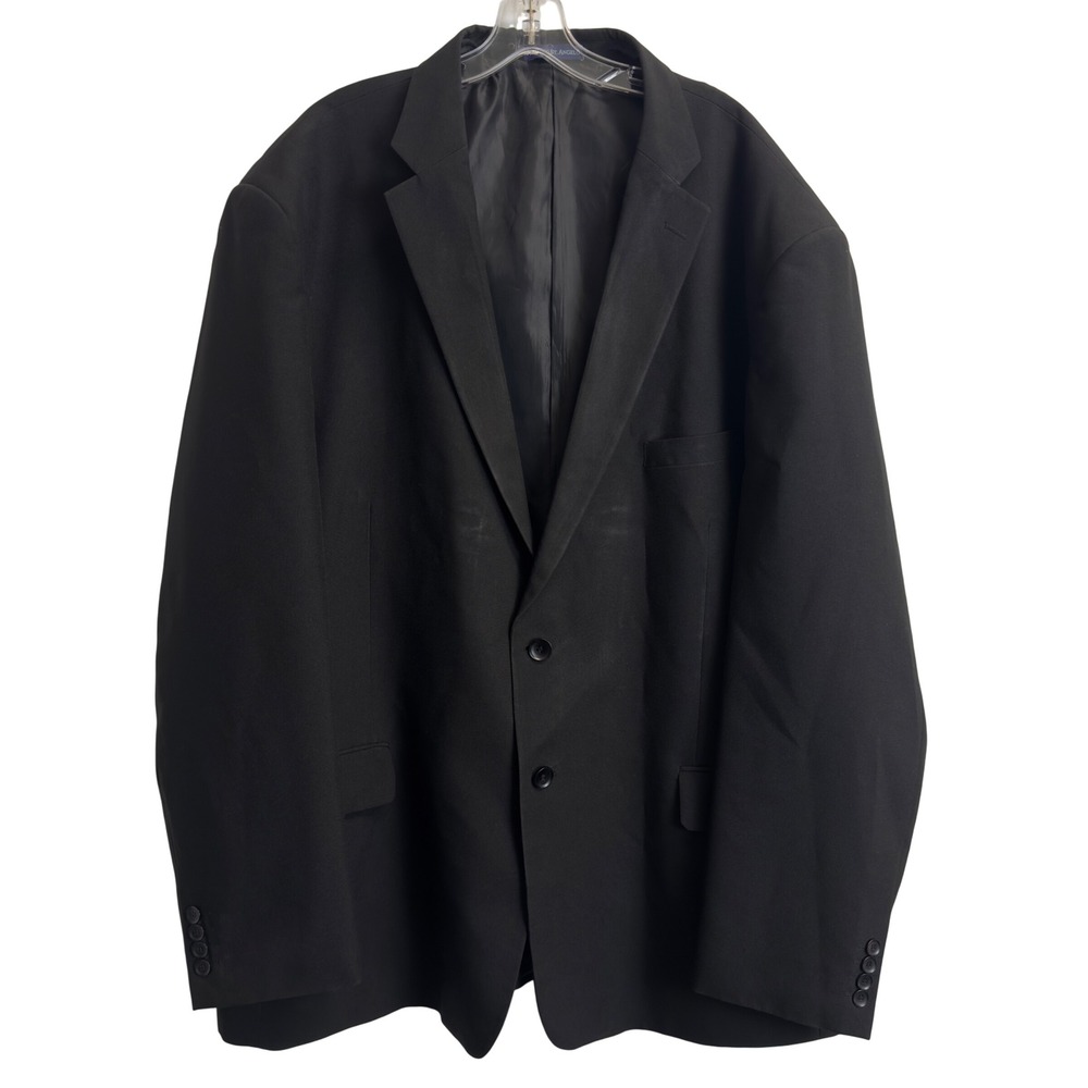 Vittorio St. Angelo Mens Size 56L Black Two Button Blazer Jacket Polyester